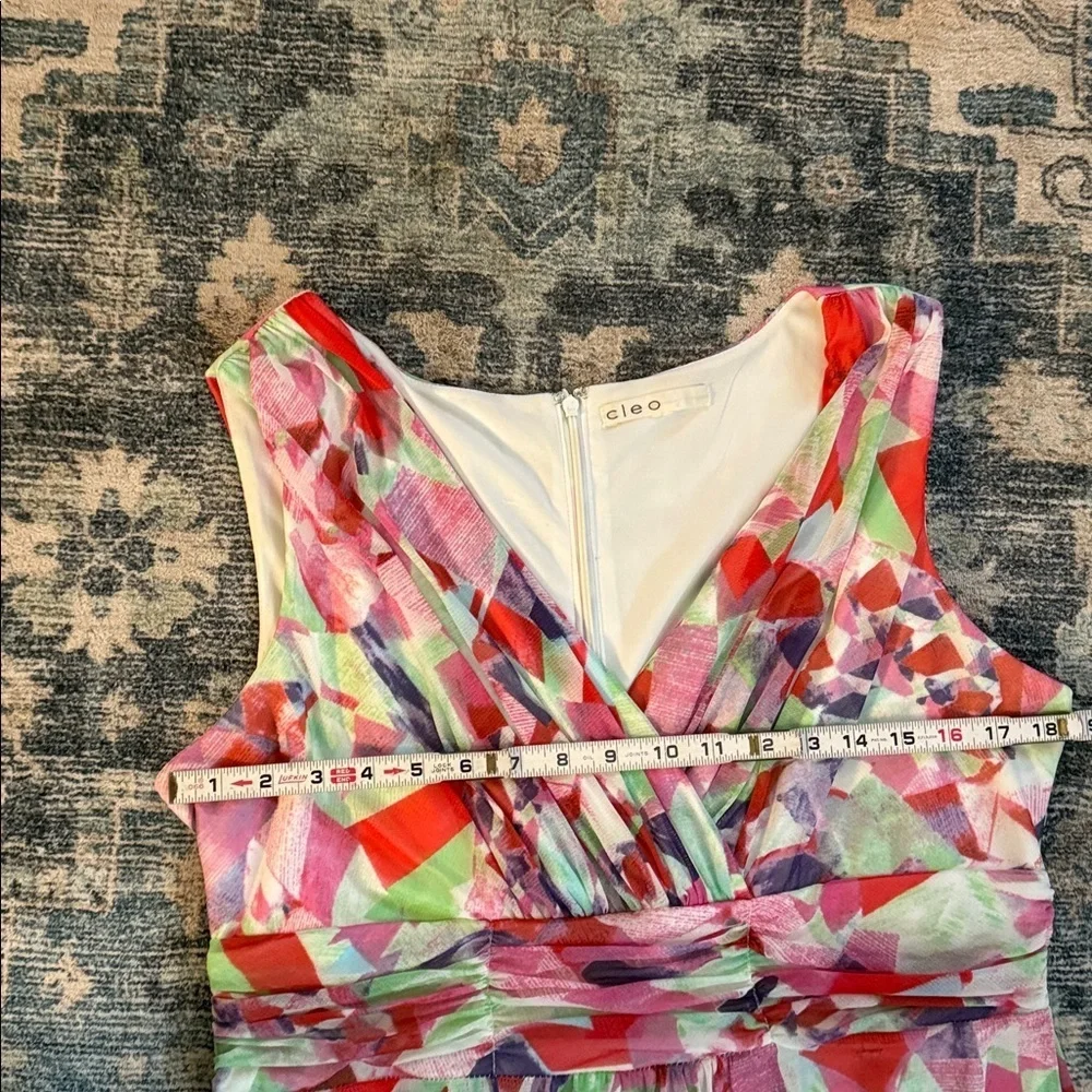 Cleo Multicoloured sleeveless, V neck flowy midi dress. Size L - Picture 11 of 12